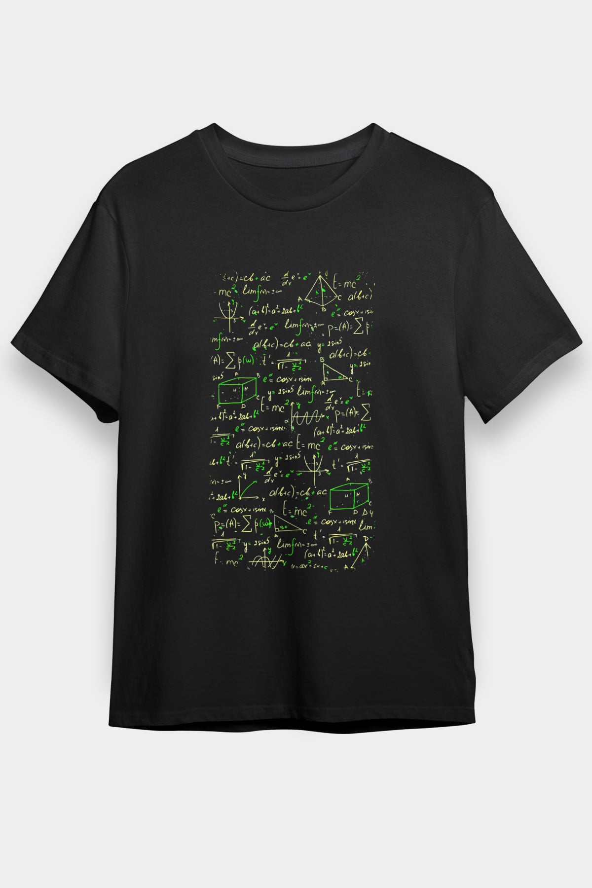 Matematik Fizik Formülleri  Baskılı Unisex Siyah Tişört