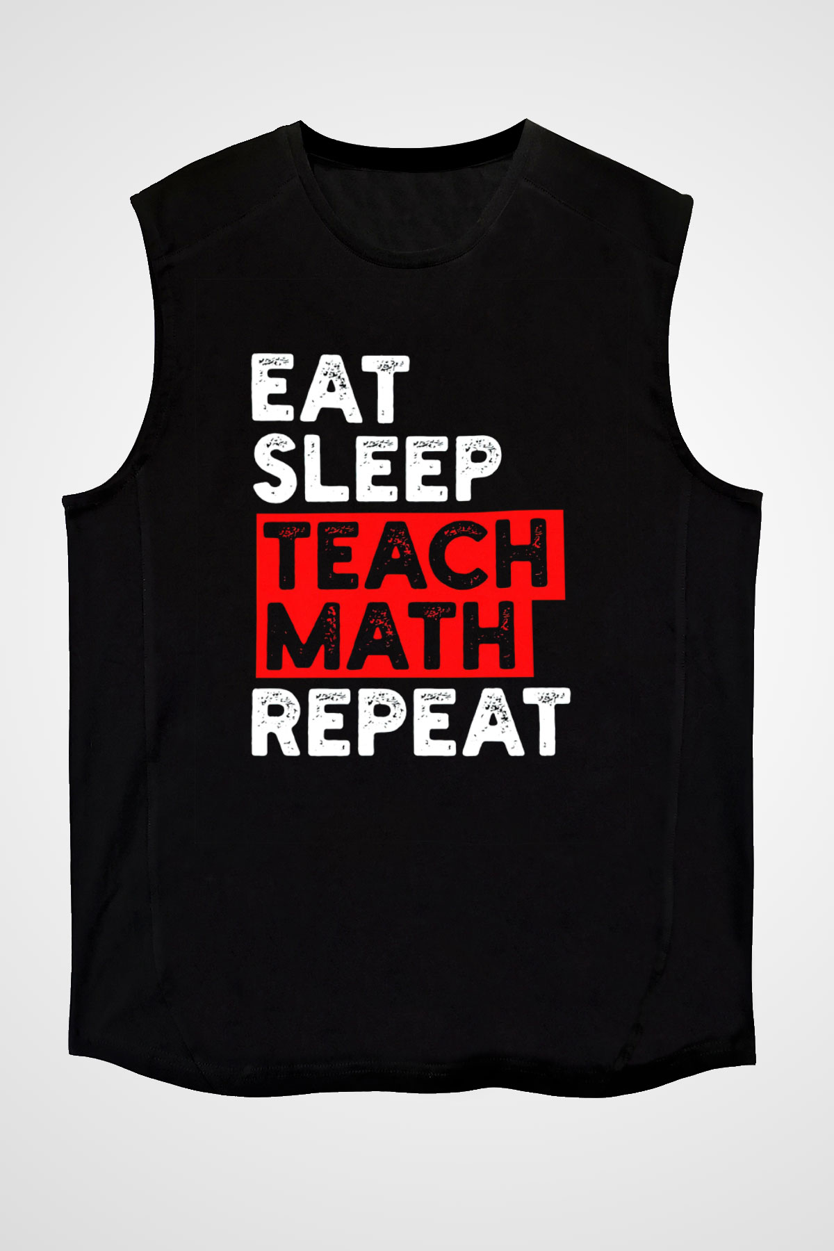 Matematik Öğretmeni Baskılı Unisex Kolsuz Siyah Tişört - Tshirt
