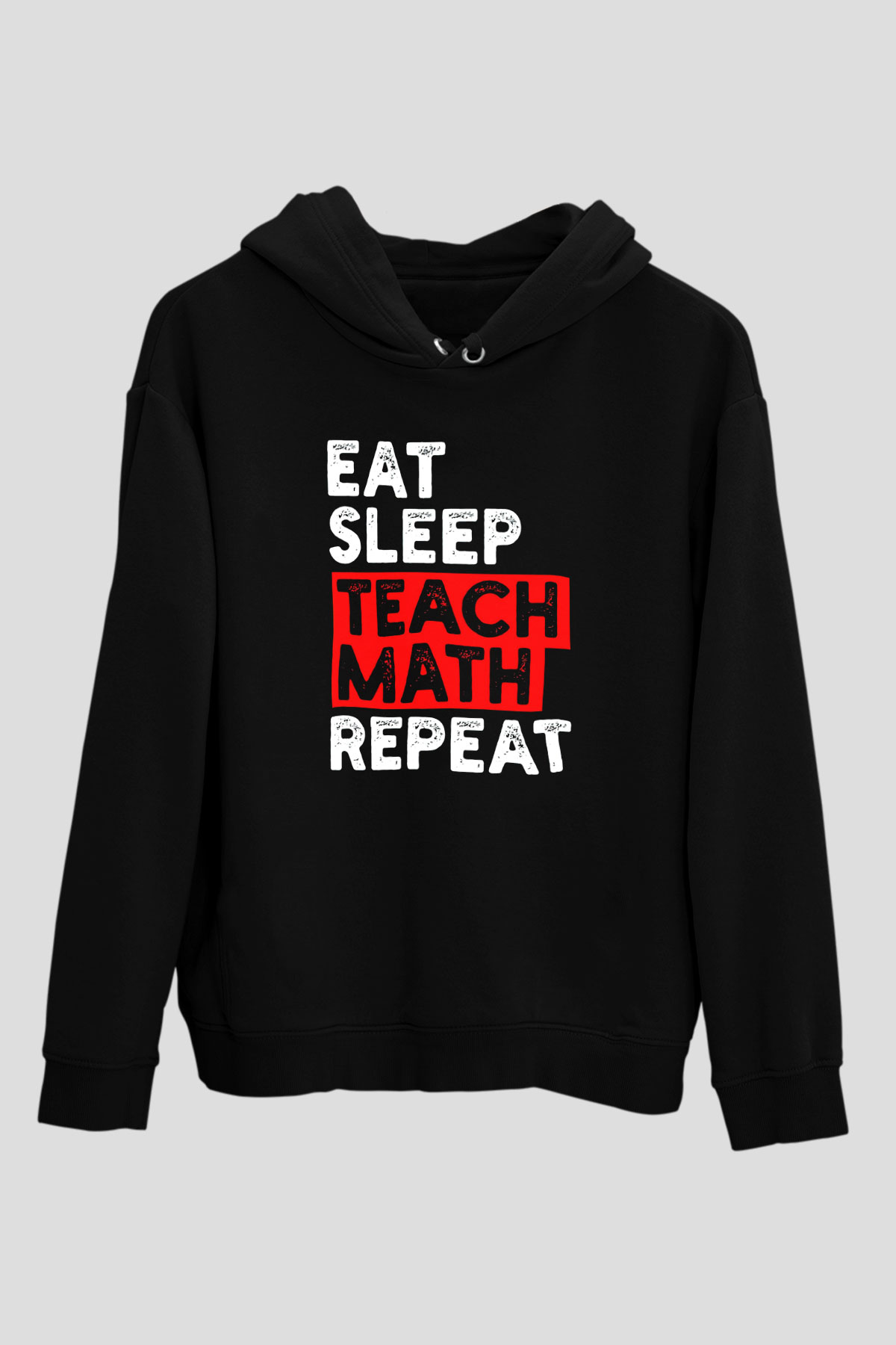 Matematik Öğretmeni Baskılı Unisex Siyah Kapüşonlu Sweatshirt