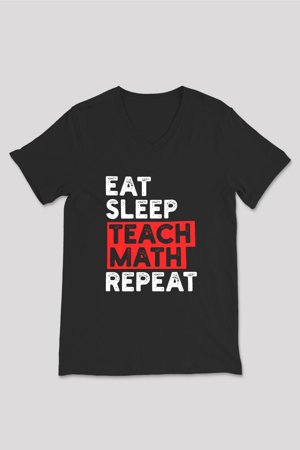 Matematik Öğretmeni Baskılı Unisex V Yaka Siyah Tİşört - Tshirt