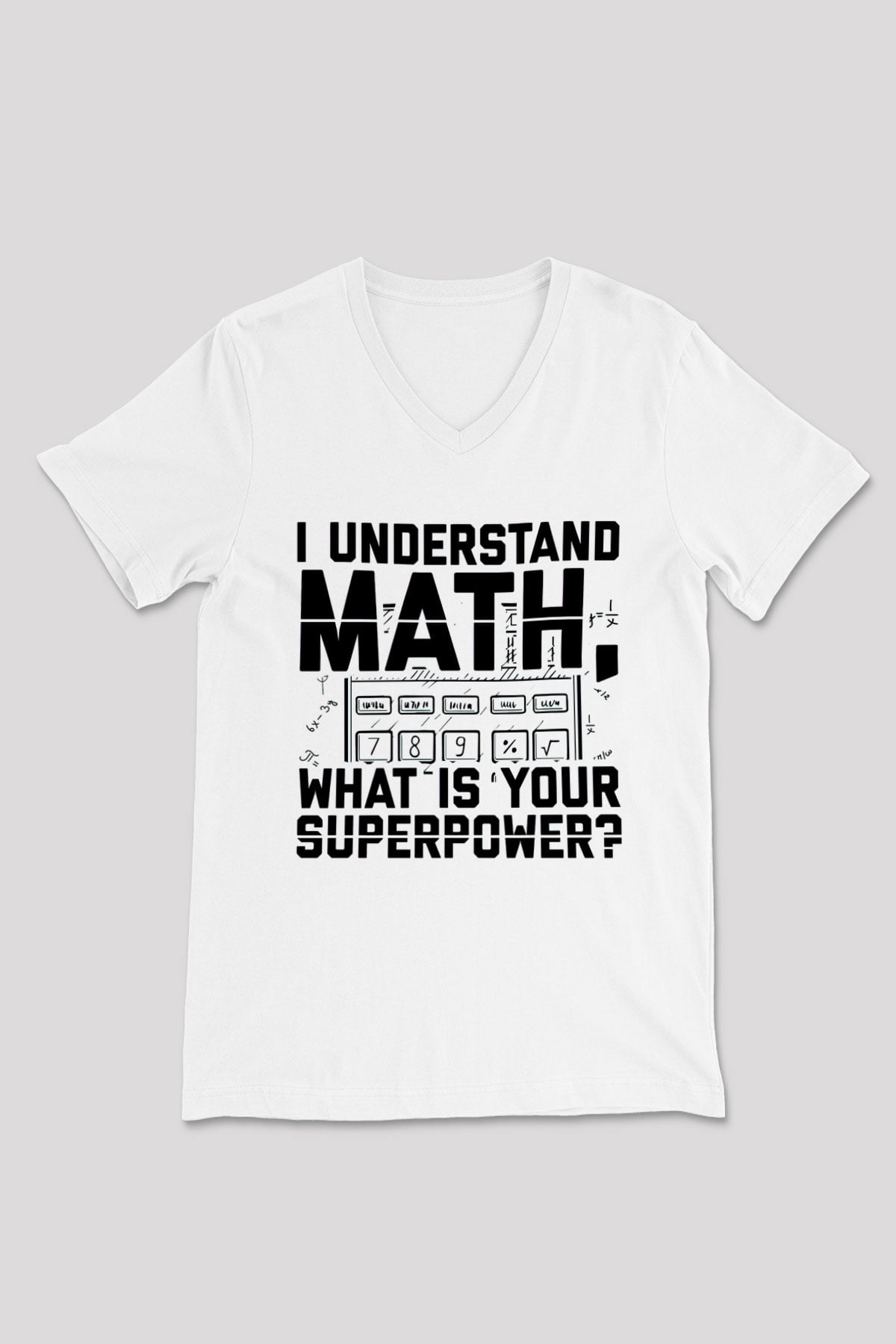 Matematikçi Beyaz Unisex V Yaka Tişört