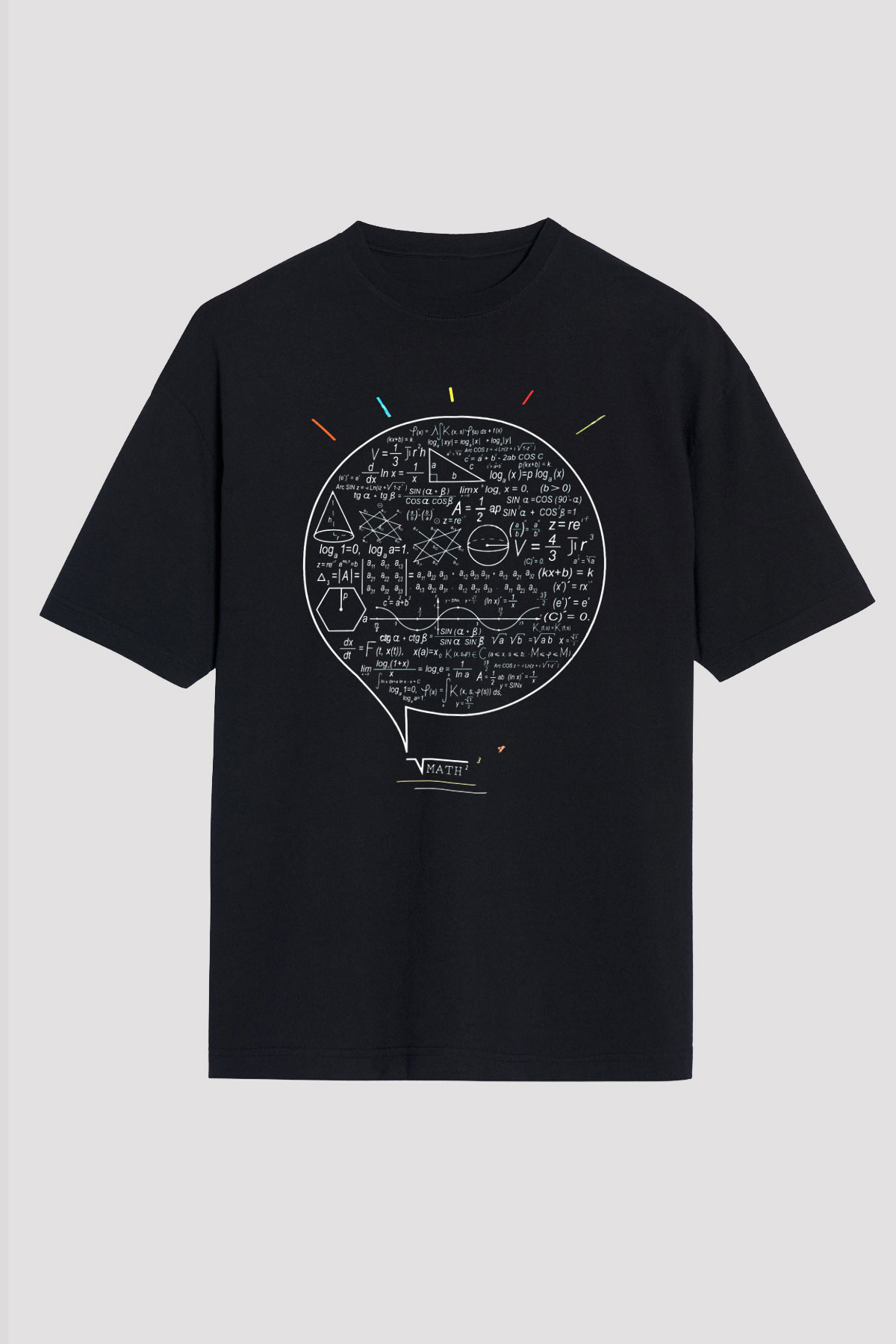 Matematikçi Siyah Unisex Oversize Tişört T-Shirt