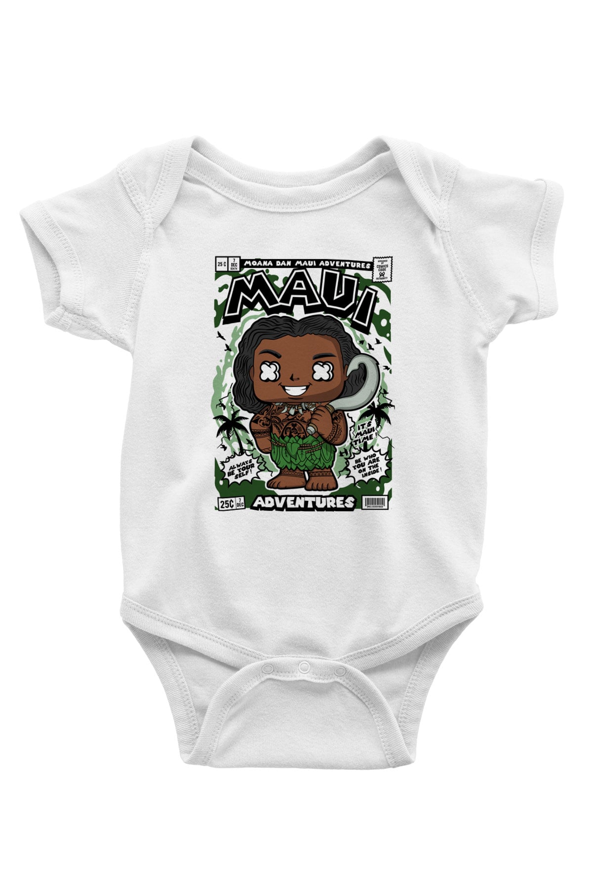 Maui Baskılı Unisex Beyaz Bebek Body - Zıbın
