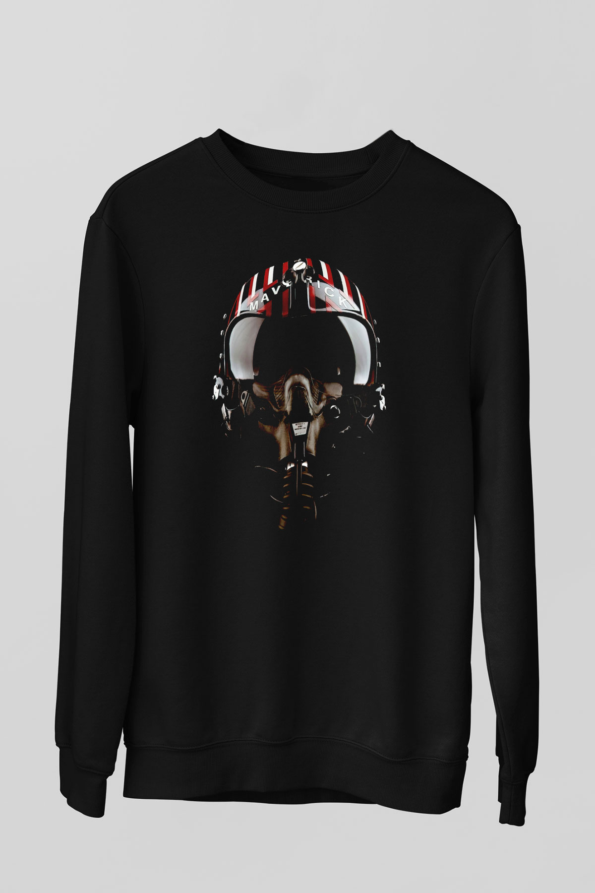 Maveric Pilot Baskılı Unisex Siyah  Sweatshirt