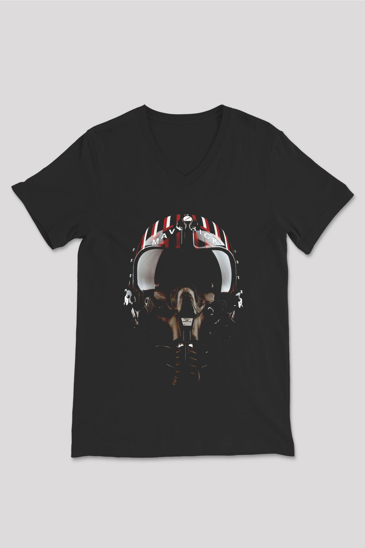 Maveric Pilot Baskılı Unisex Siyah  V Yaka Tişört
