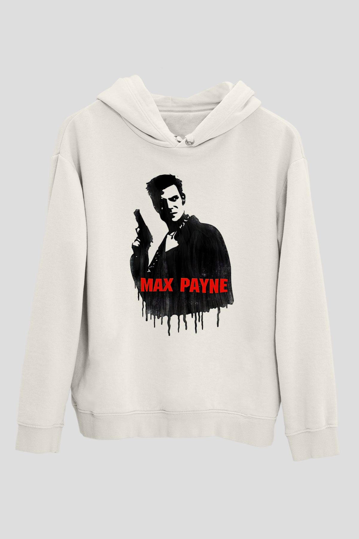 Max Payne Baskılı Beyaz Unisex Kapüşonlu Sweatshirt