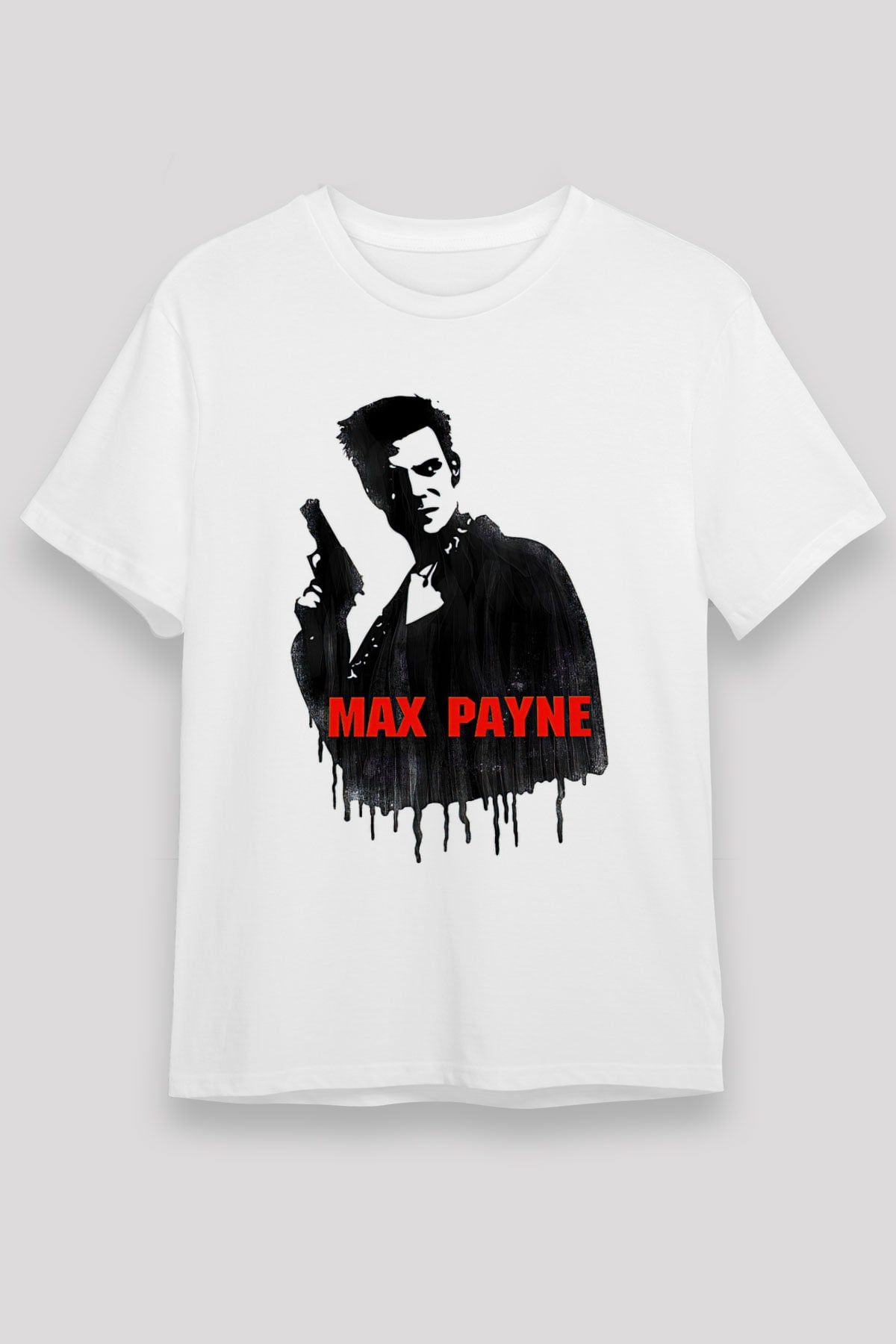 Max Payne Baskılı Unisex Beyaz Tişört - Tshirt