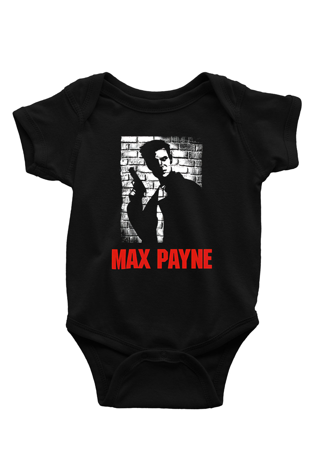 Max Payne Baskılı Unisex Siyah Bebek Body - Zıbın