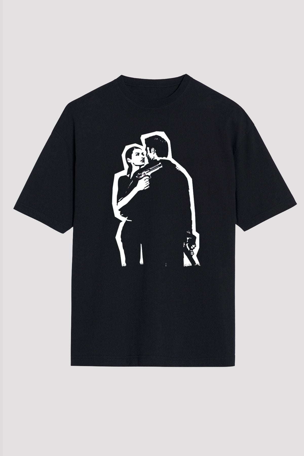 Max Payne Baskılı Unisex Siyah Oversize Tişört - Tshirt