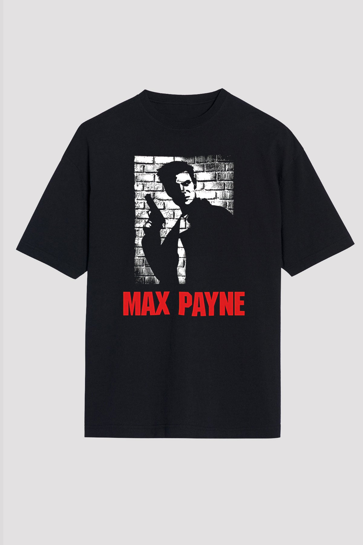 Max Payne Baskılı Unisex Siyah Oversize Tişört - Tshirt