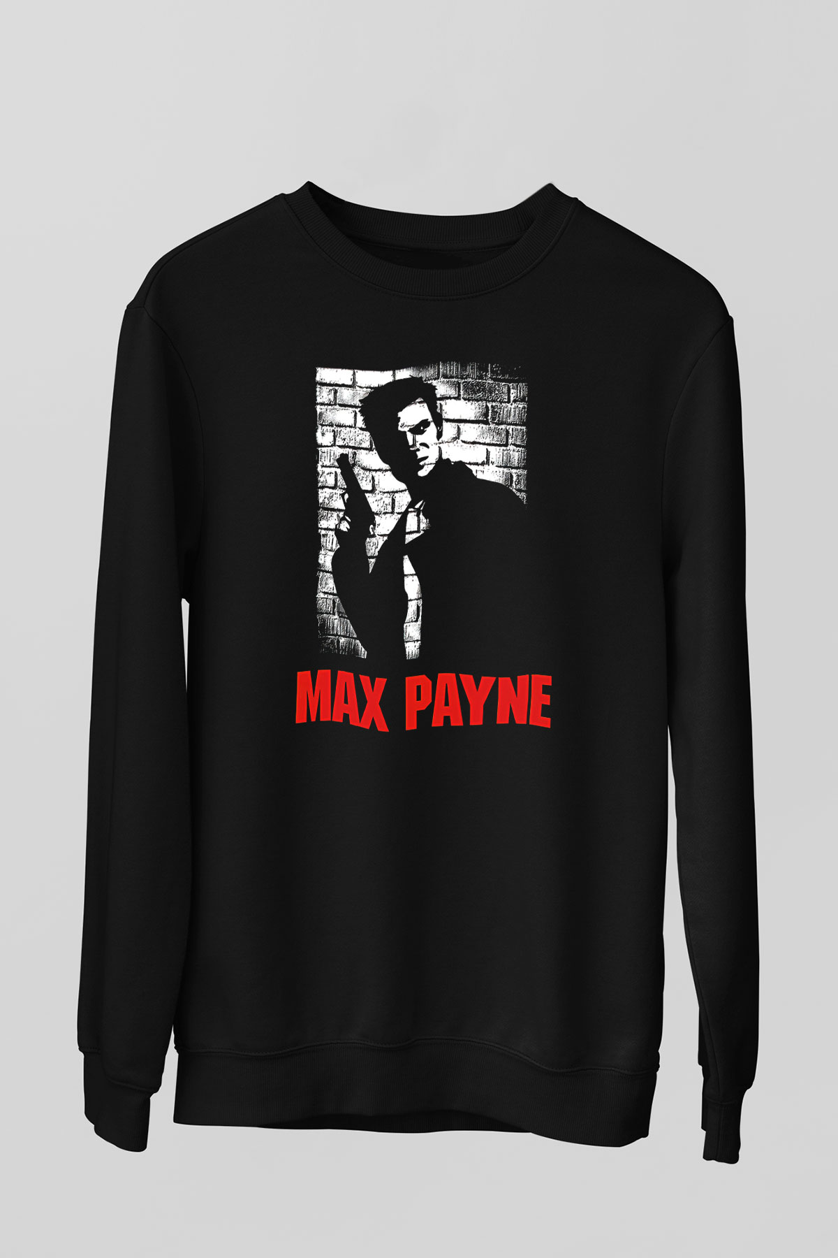 Max Payne Baskılı Unisex Siyah Sweatshirt