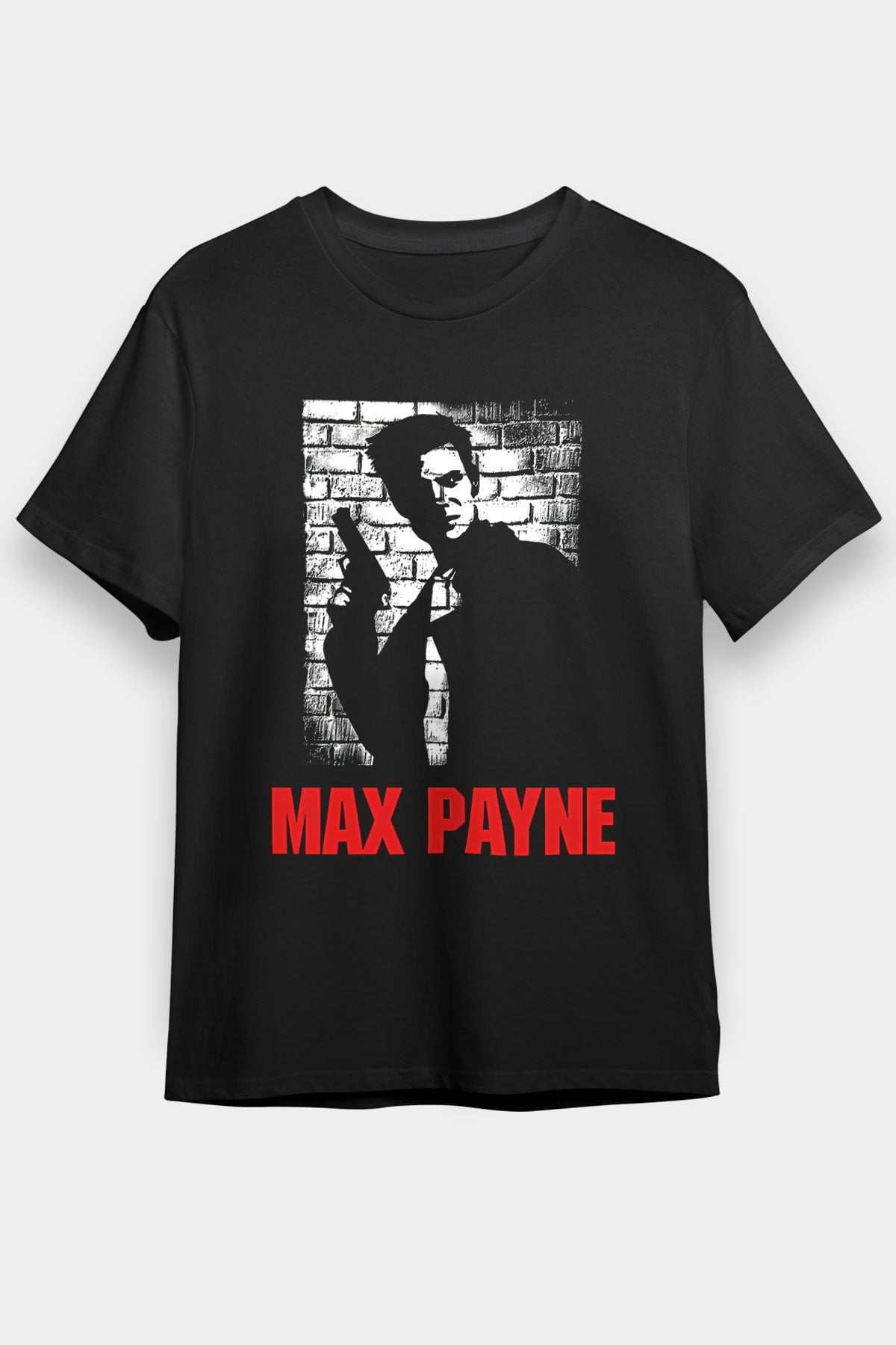 Max Payne Baskılı Unisex Siyah Tişört - Tshirt