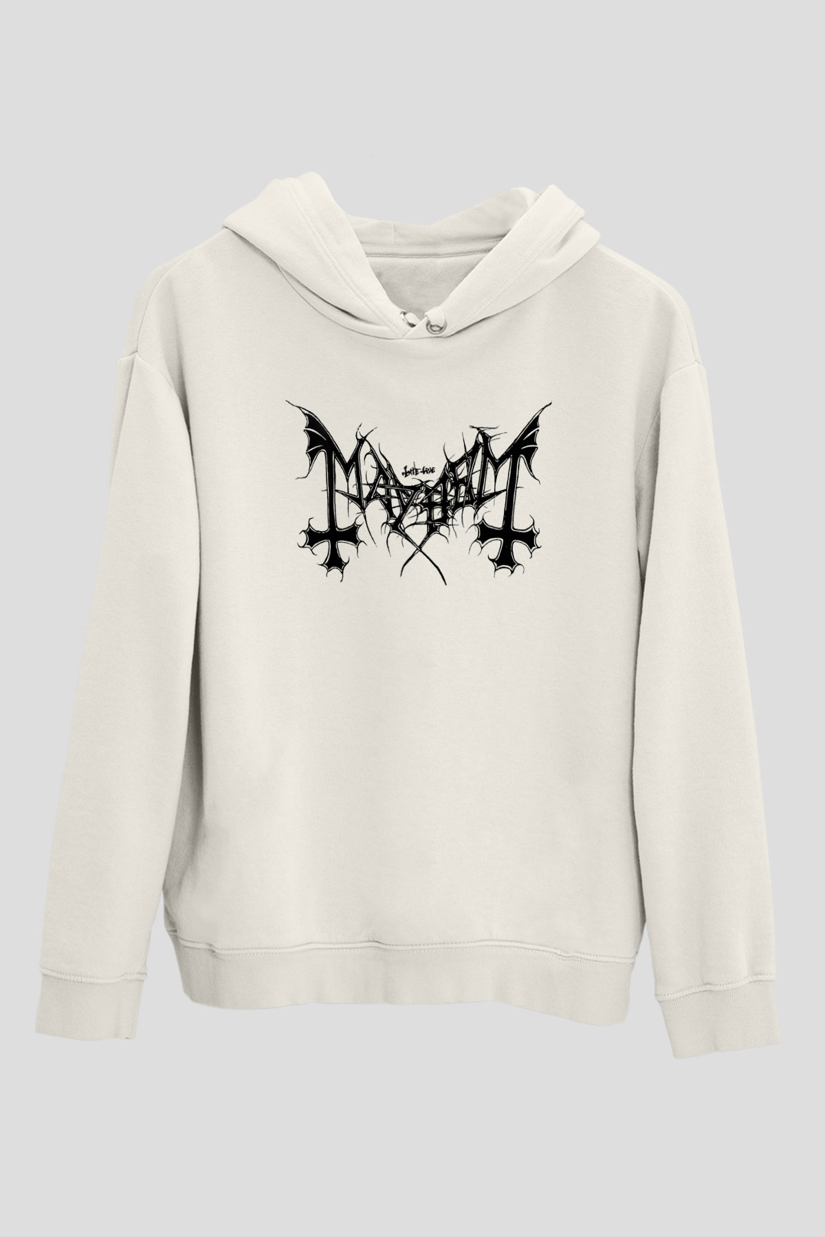 Mayhem Beyaz Unisex Kapşonlu Sweatshirt