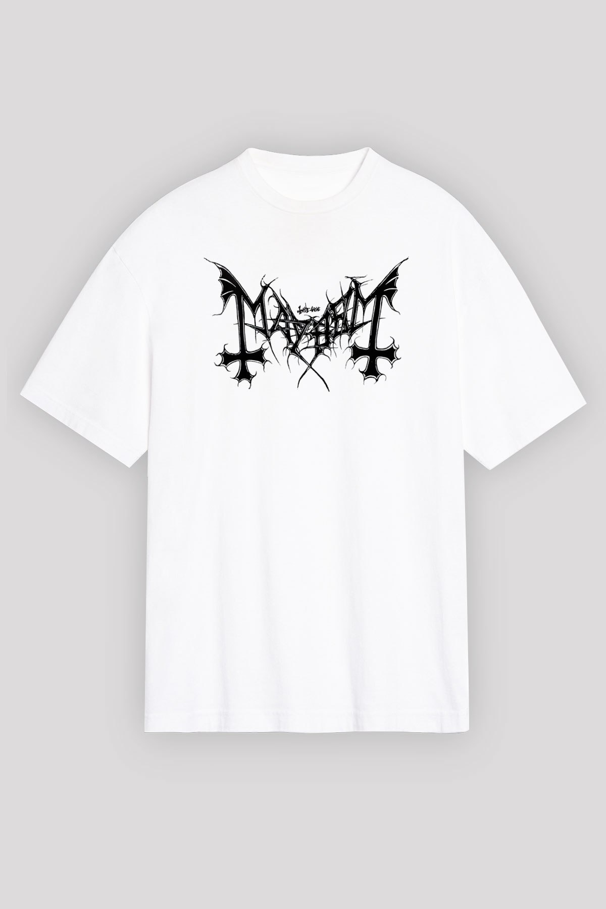 Mayhem Beyaz Unisex Oversize Tişört T-Shirt