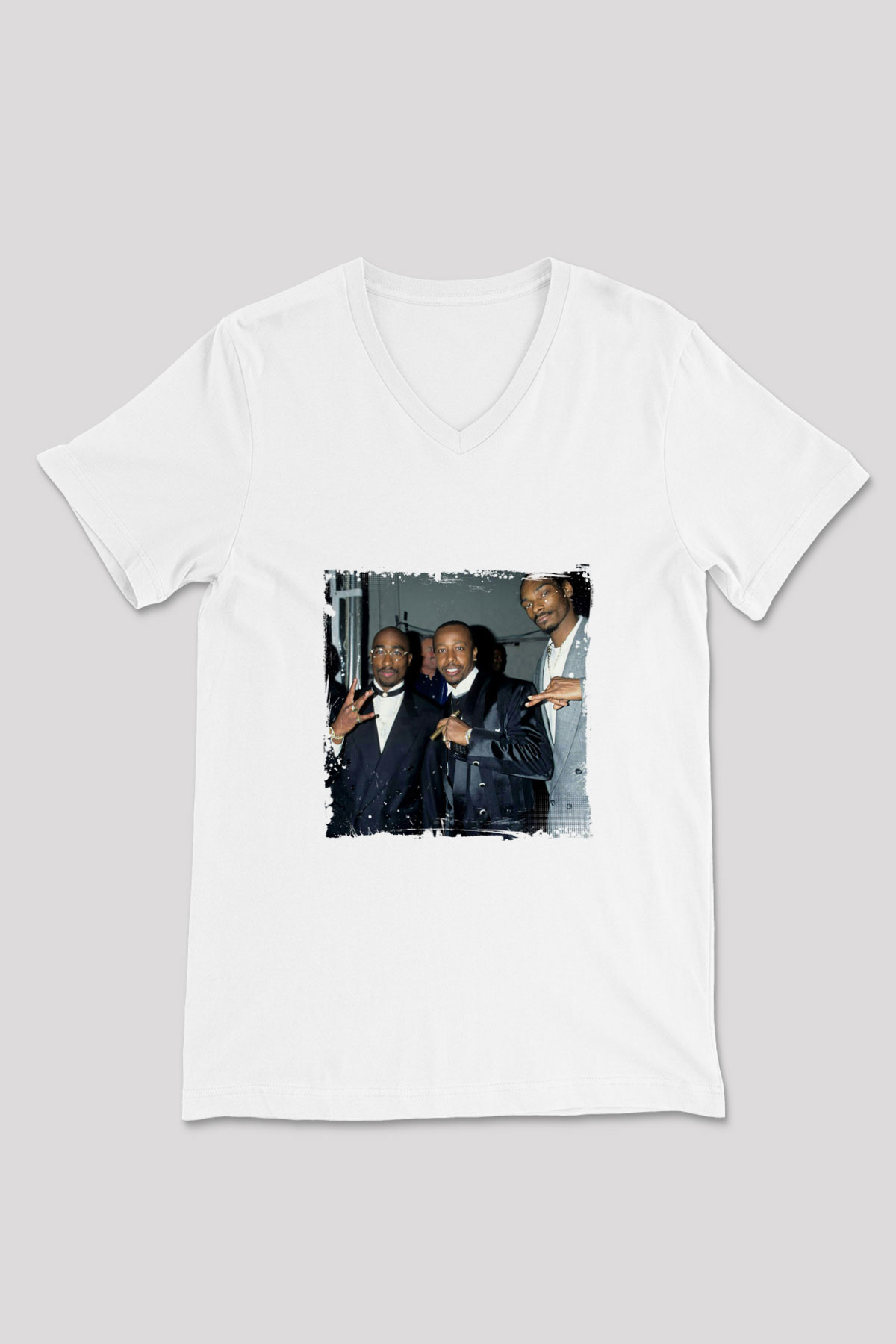 MC Hammer Baskılı Beyaz V Yaka Unisex Tişört