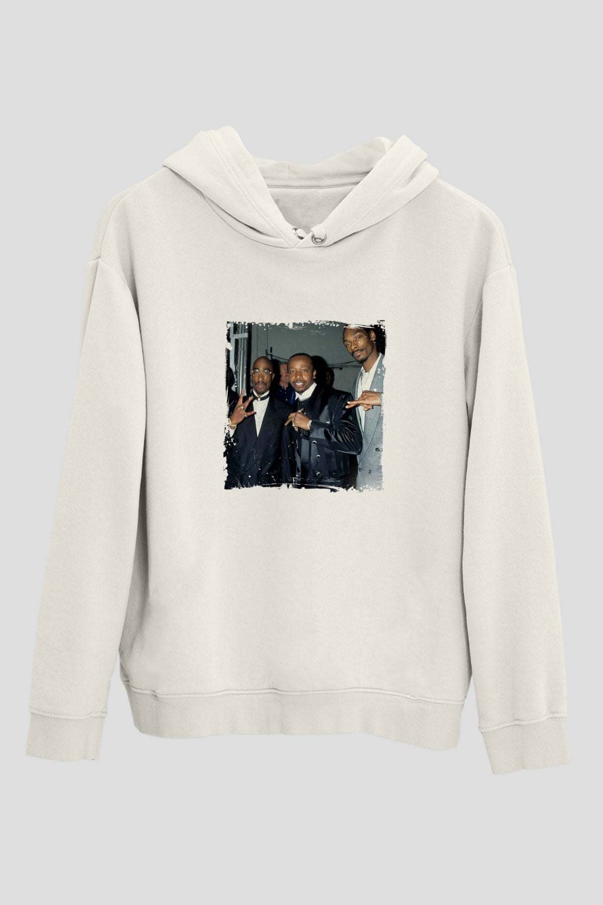 MC Hammer Baskılı Unisex Beyaz Kapüşonlu Sweatshirt