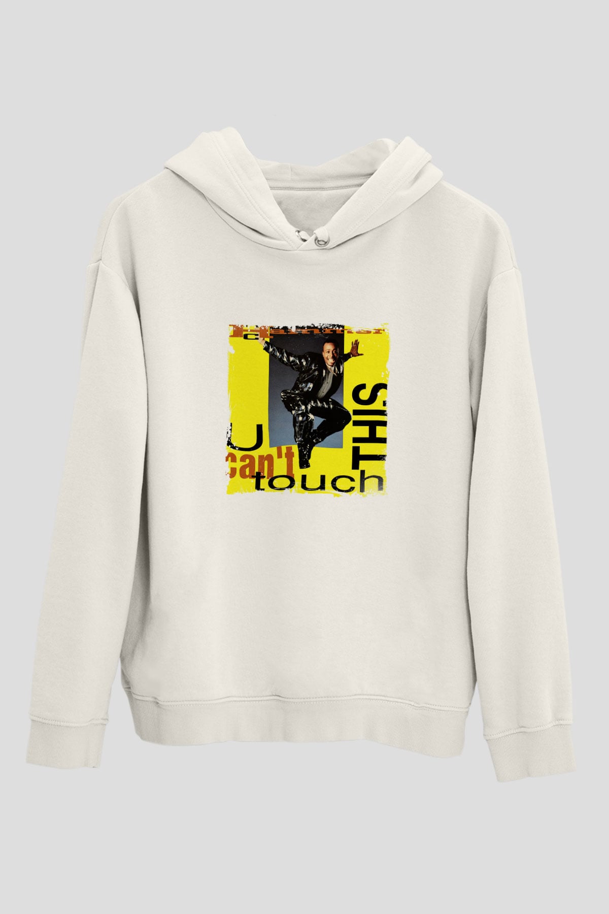 MC Hammer Baskılı Unisex Beyaz Kapüşonlu Sweatshirt