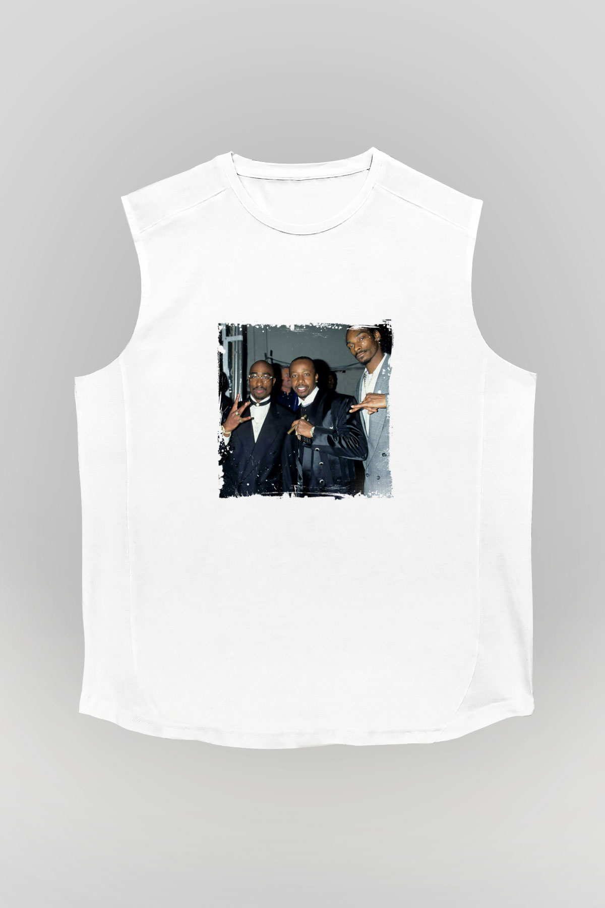 MC Hammer Baskılı Unisex Beyaz Kolsuz Tişört