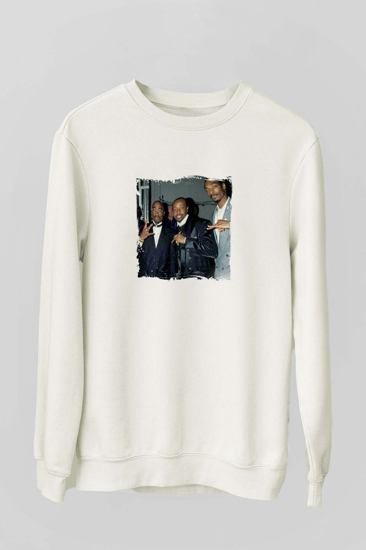 MC Hammer Baskılı Unisex Beyaz Sweatshirt