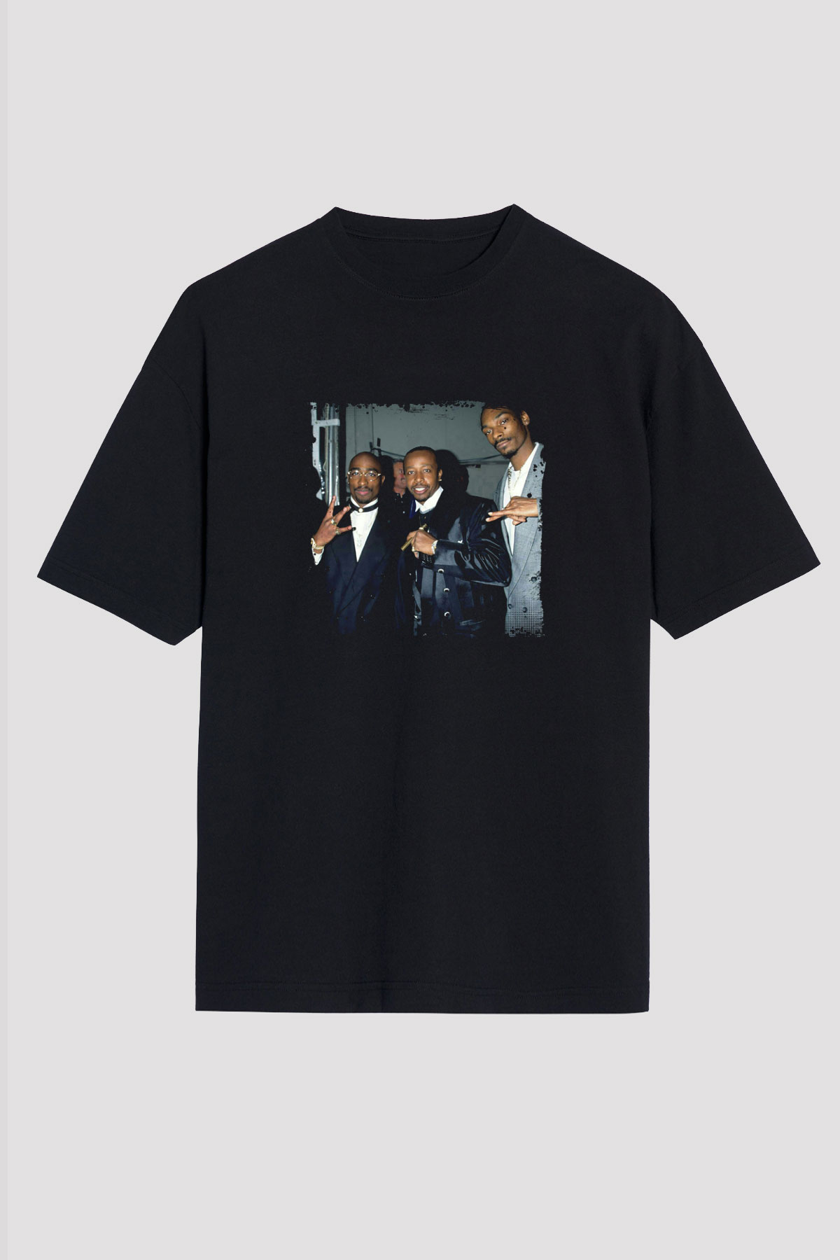 MC Hammer Baskılı Unisex Oversize Siyah Tişört