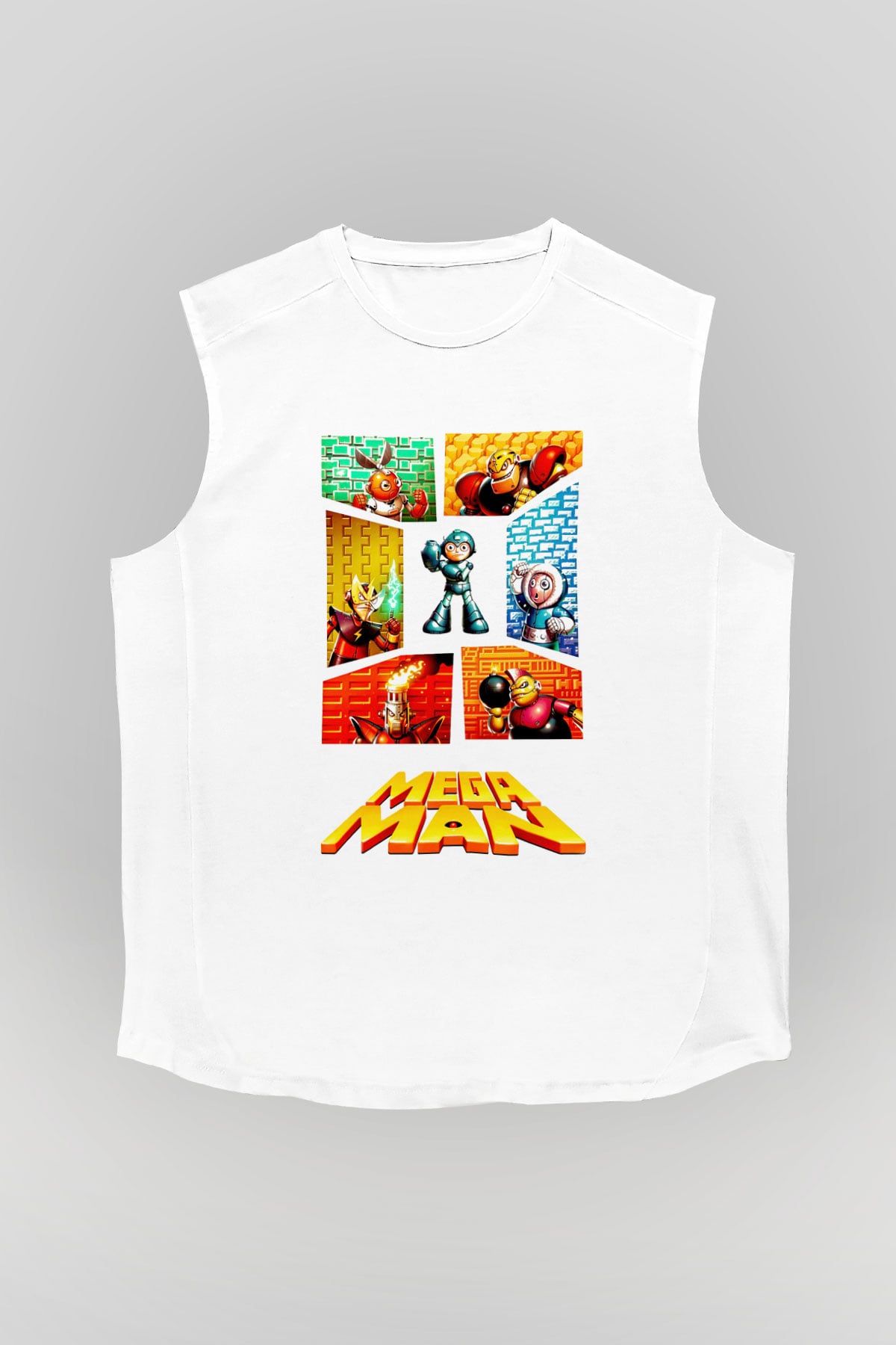 Mega Man Beyaz Unisex Kolsuz Tişört
