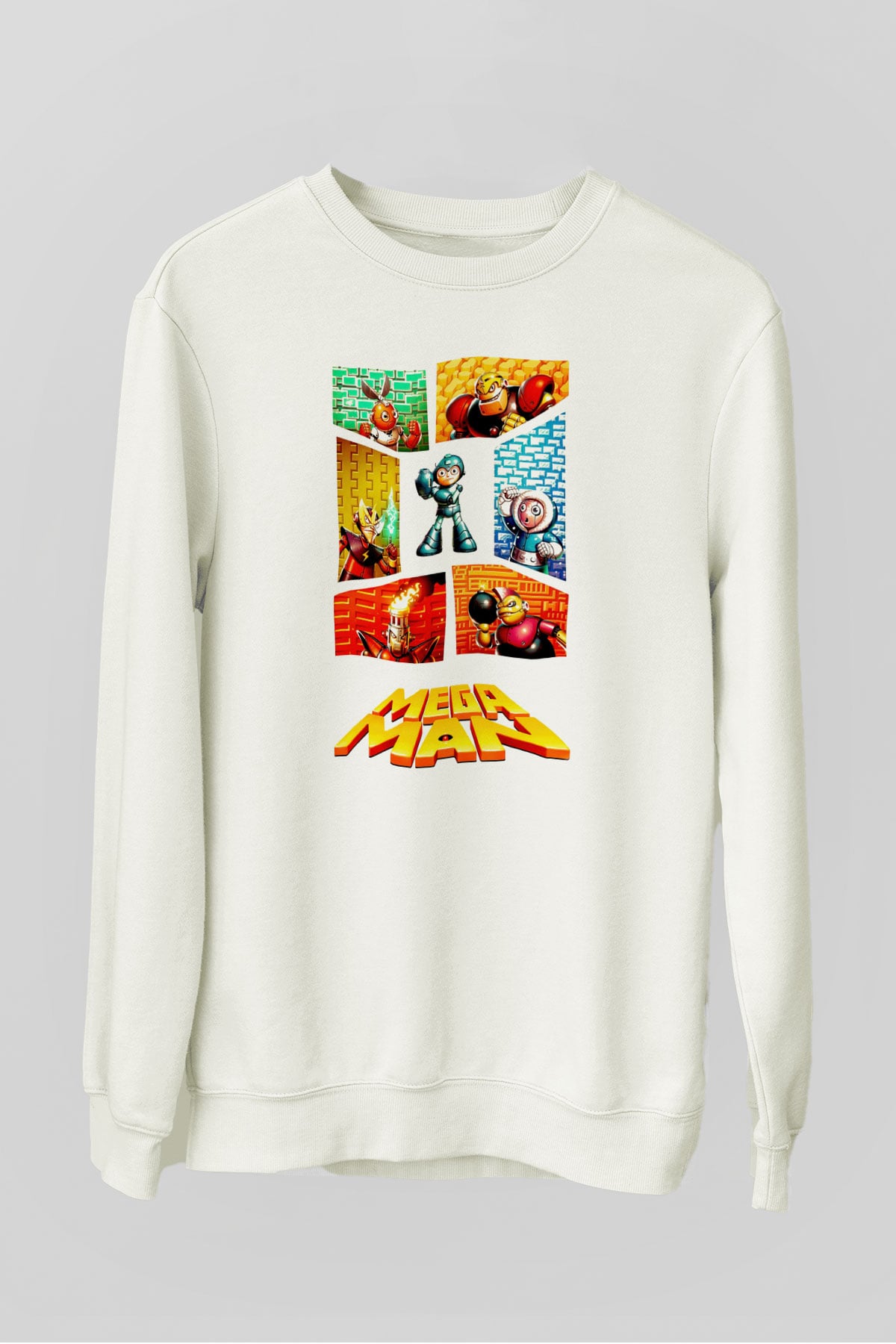 Mega Man Beyaz Unisex Sweatshirt
