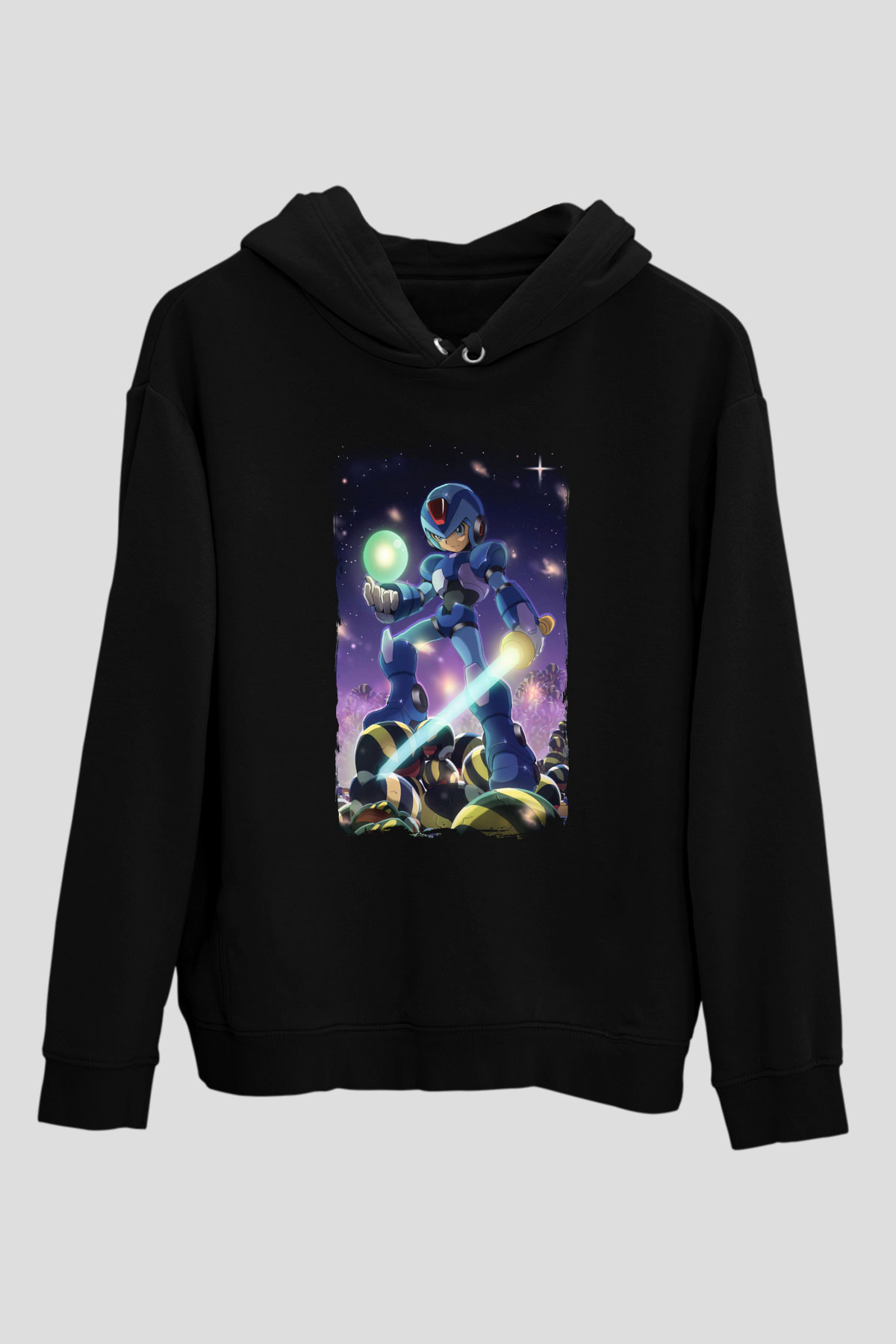 Mega Man Siyah Unisex Hoodie