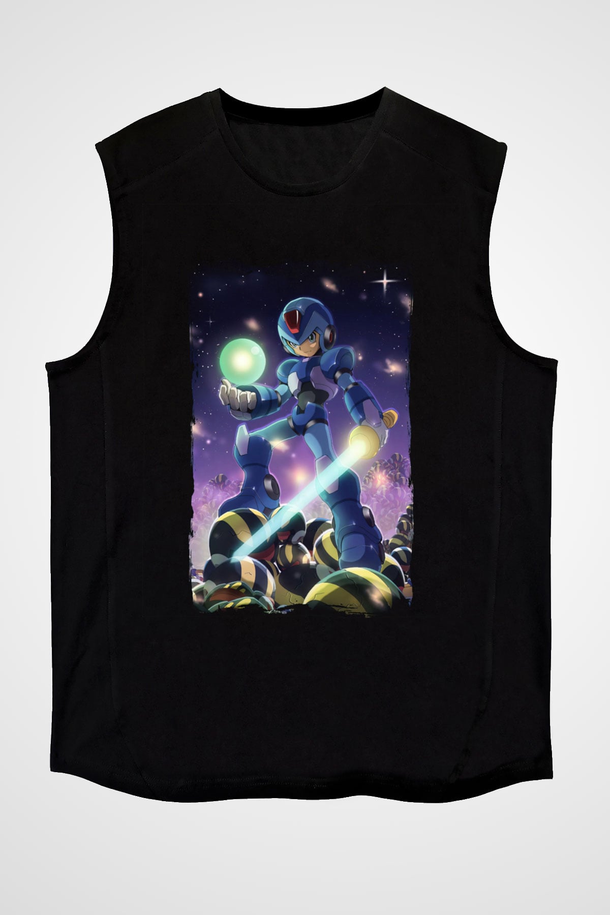 Mega Man Siyah Unisex Kolsuz Tişört