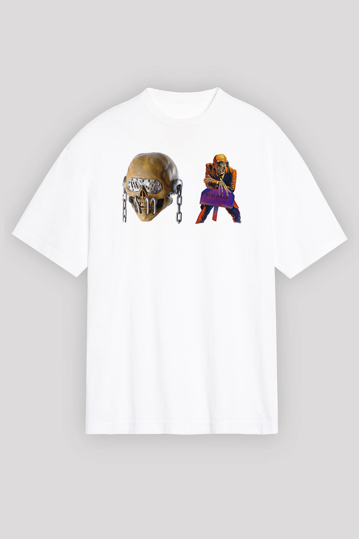 Megadeth Baskılı Beyaz Unisex Oversize Tişört - Tshirt