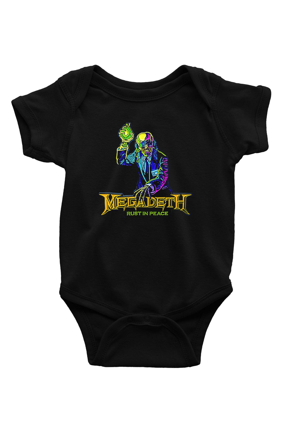 Megadeth Baskılı Unisex Siyah Bebek Body - Zıbın