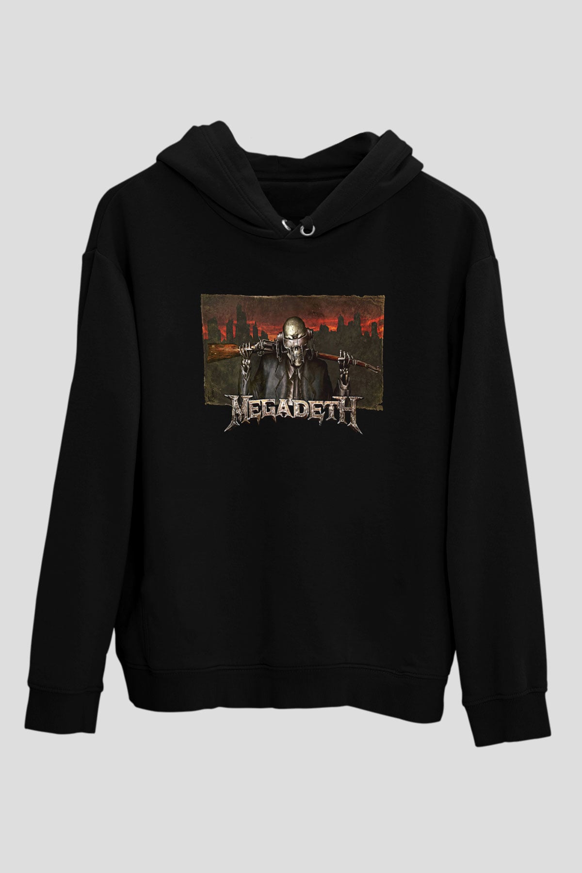 Megadeth Baskılı Unisex Siyah Kapüşonlu Sweatshirt