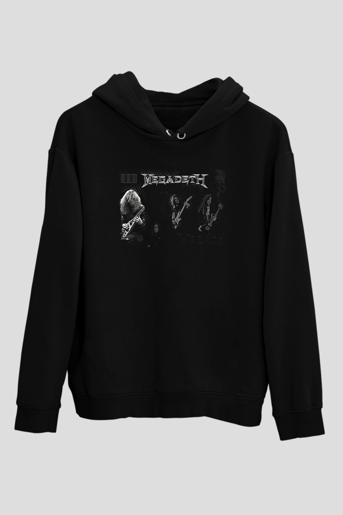 Megadeth Baskılı Unisex Siyah Kapüşonlu Sweatshirt
