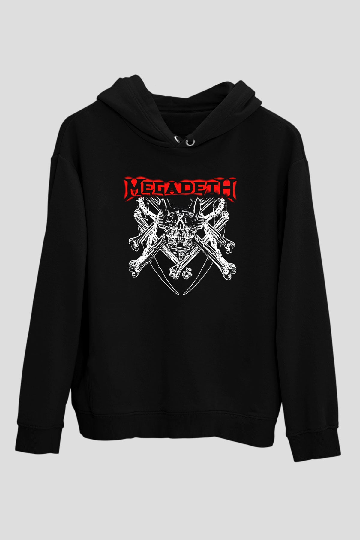 Megadeth Baskılı Unisex Siyah Kapüşonlu Sweatshirt