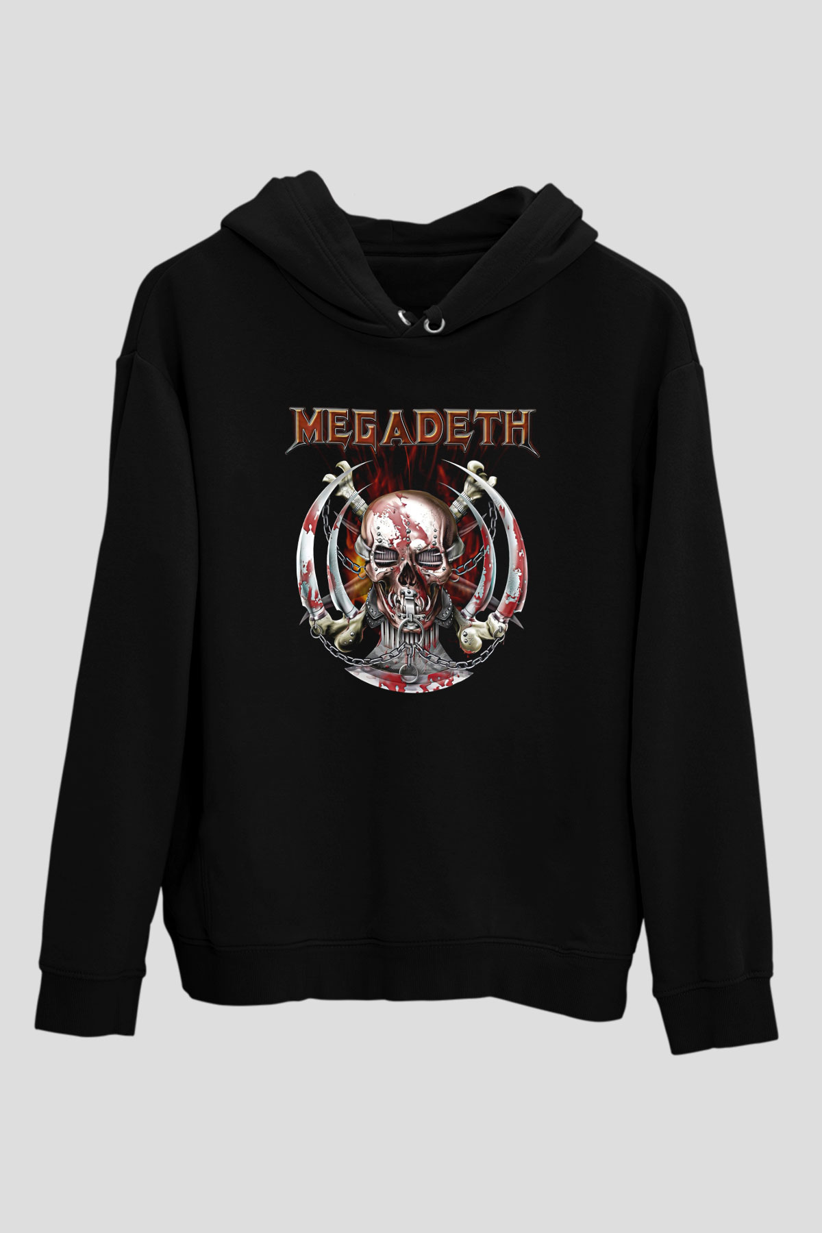 Megadeth Baskılı Unisex Siyah Kapüşonlu Sweatshirt