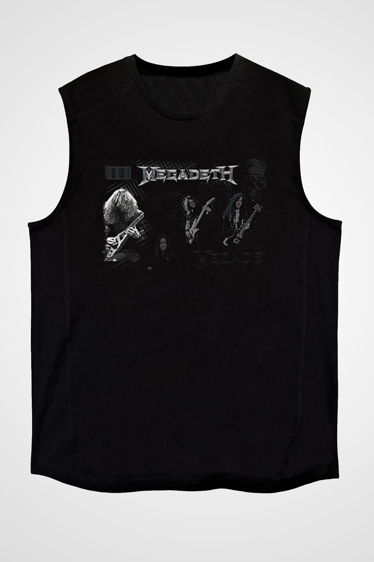 Megadeth Baskılı Unisex Siyah Kolsuz Tişört - Tshirt