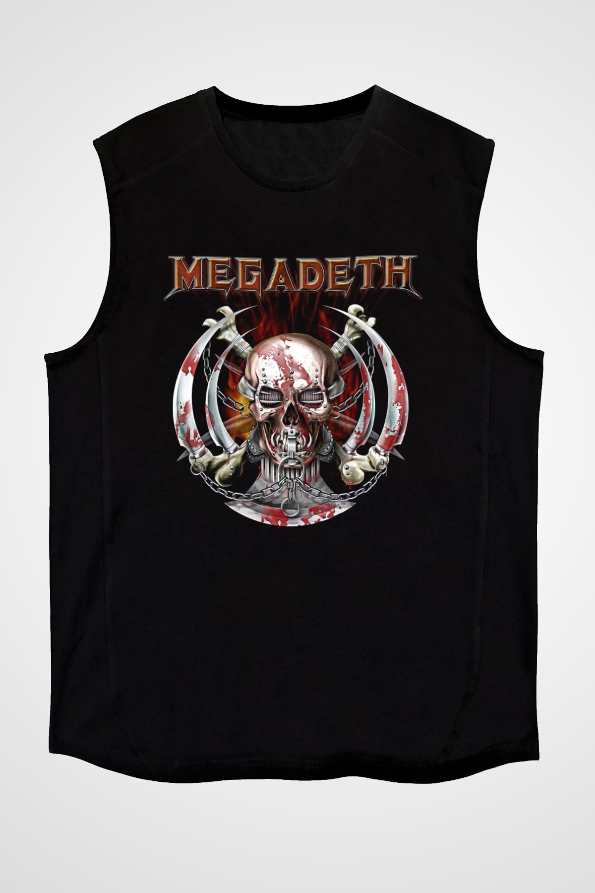 Megadeth Baskılı Unisex Siyah Kolsuz Tişört - Tshirt