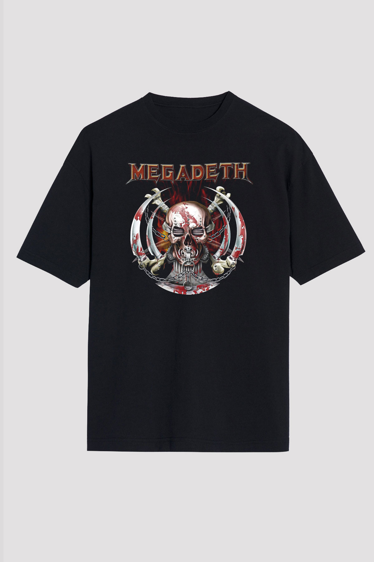 Megadeth Baskılı Unisex Siyah Oversize Tişört - Tshirt