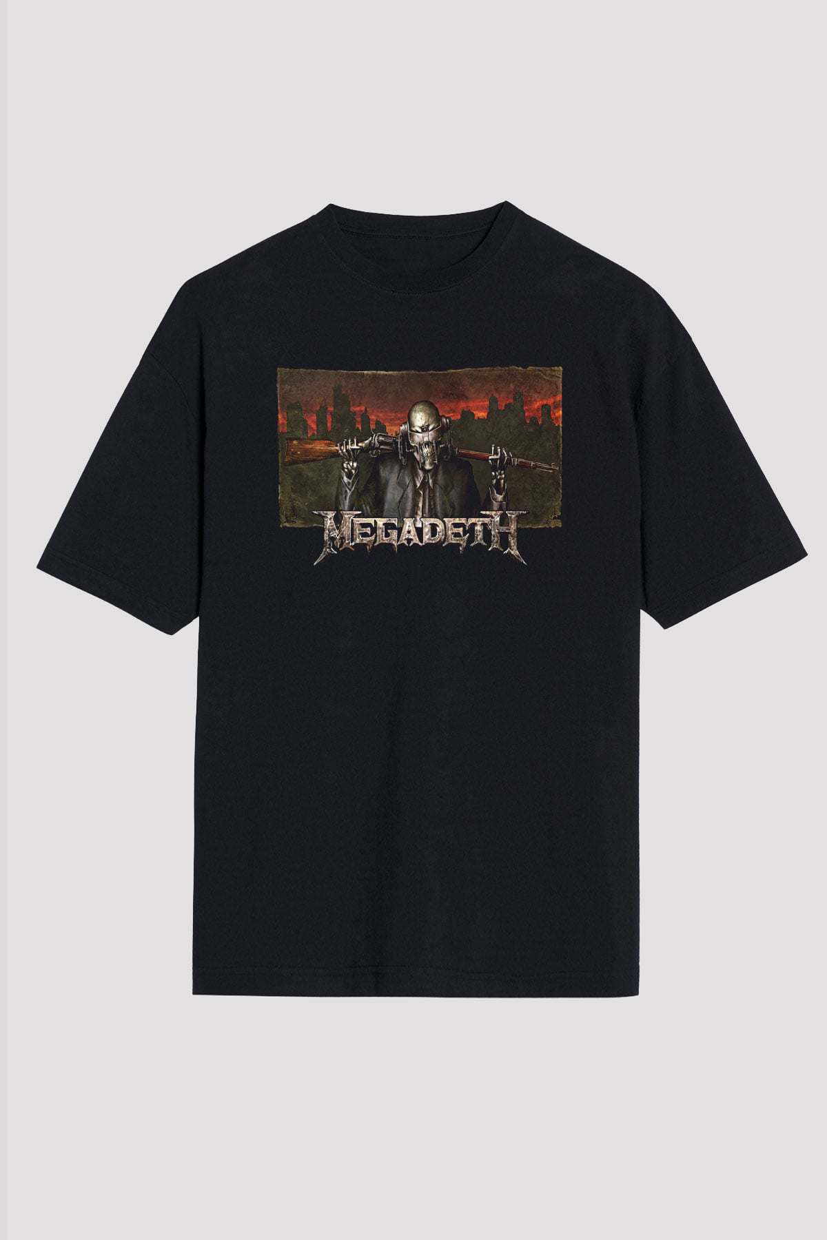 Megadeth Baskılı Unisex Siyah Oversize Tişört - Tshirt
