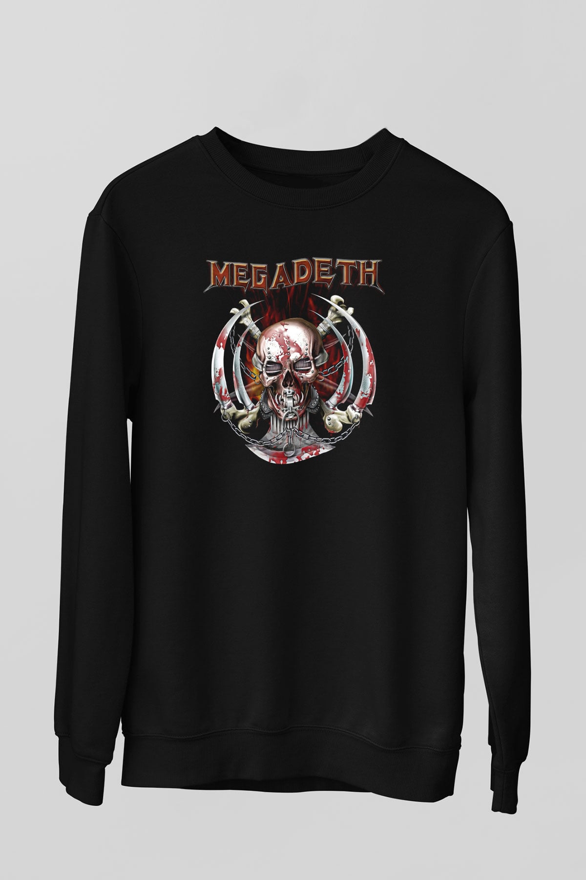 Megadeth Baskılı Unisex Siyah Sweatshirt