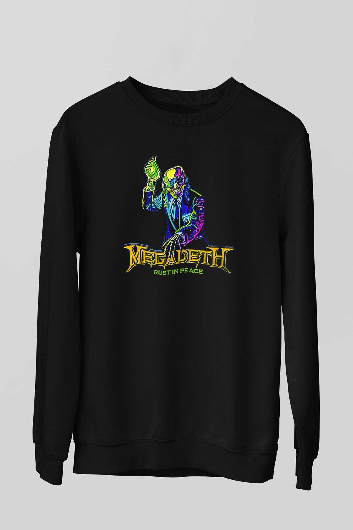 Megadeth Baskılı Unisex Siyah Sweatshirt