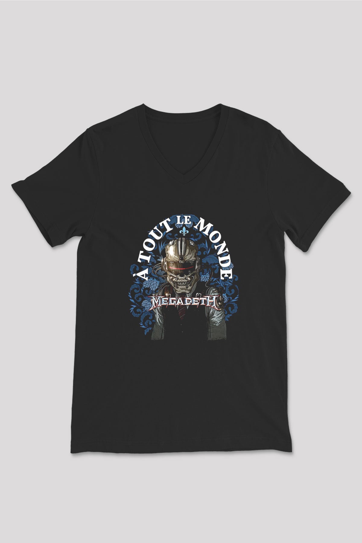 Megadeth Baskılı Unisex Siyah V Yaka Tişört - Tshirt
