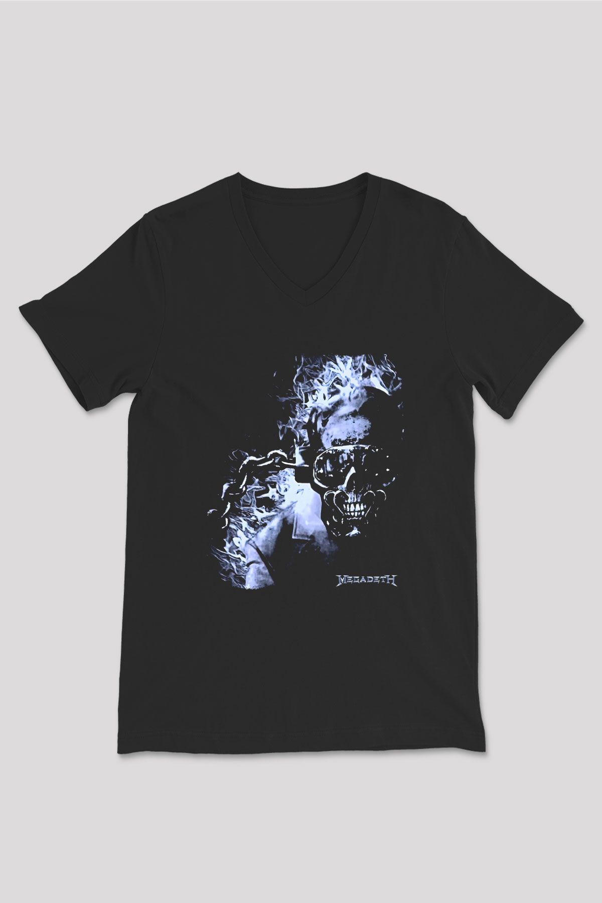 Megadeth Baskılı Unisex Siyah V Yaka Tişört - Tshirt