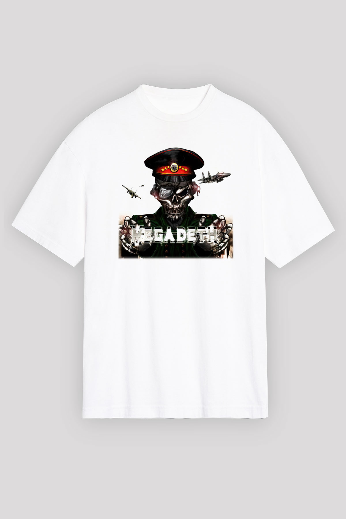 Megadeth Beyaz Unisex Oversize Tişört T-Shirt