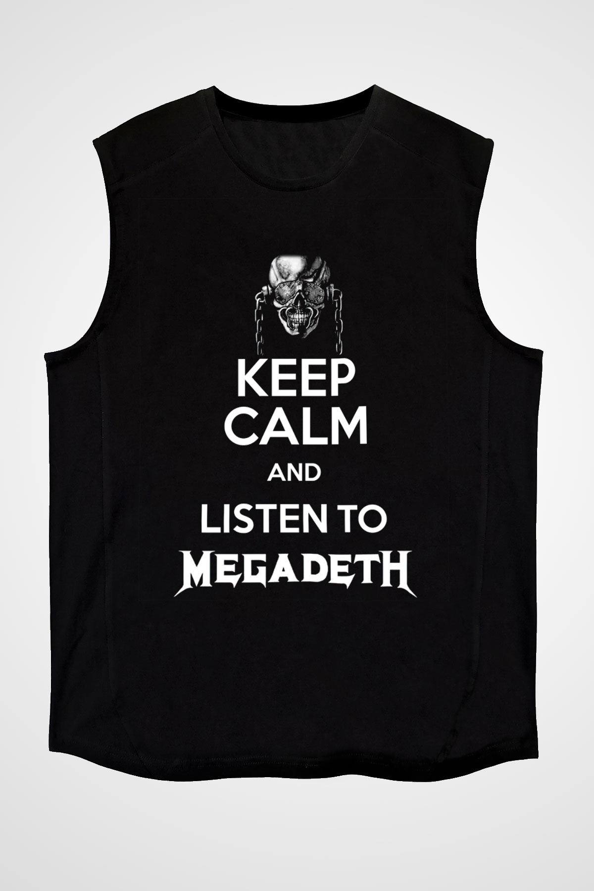 Megadeth Keep Calm And Listen To Megadeth Siyah Unisex Kolsuz Tişört