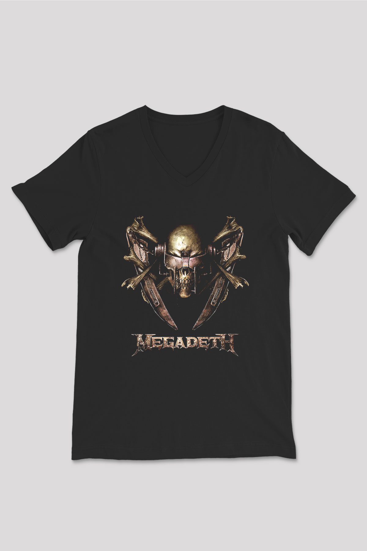 Megadeth Siyah Unisex V Yaka Tişört T-Shirt
