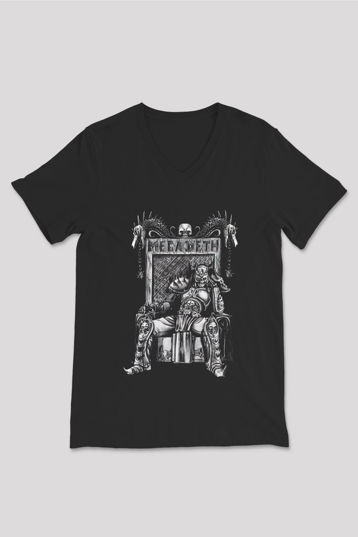 Megadeth Siyah Unisex V Yaka Tişört T-Shirt