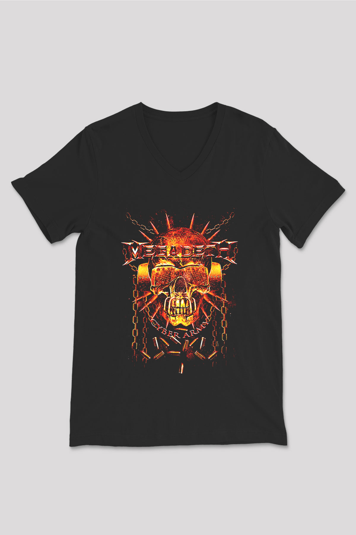 Megadeth Siyah Unisex V Yaka Tişört T-Shirt