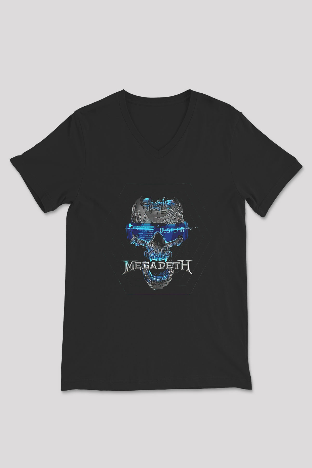 Megadeth Siyah Unisex V Yaka Tişört T-Shirt