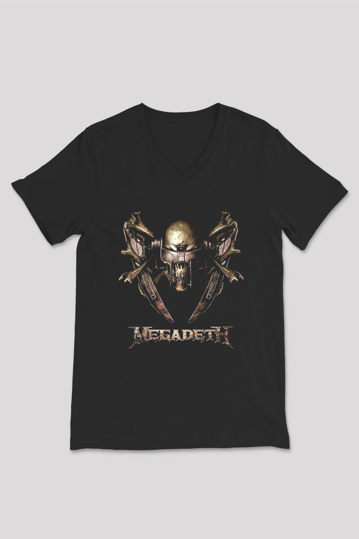 Megadeth Siyah Unisex V Yaka Tişört T-Shirt