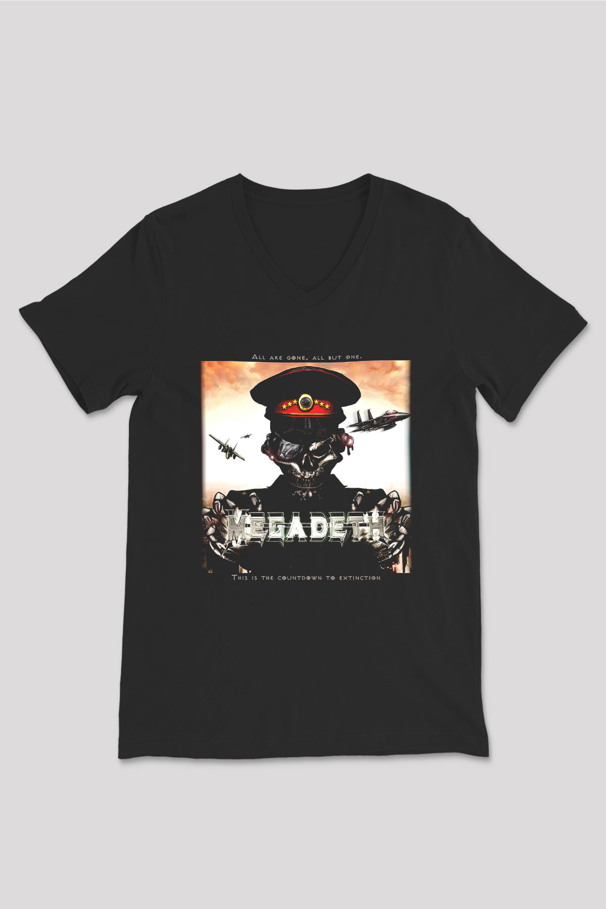 Megadeth Siyah Unisex V Yaka Tişört T-Shirt